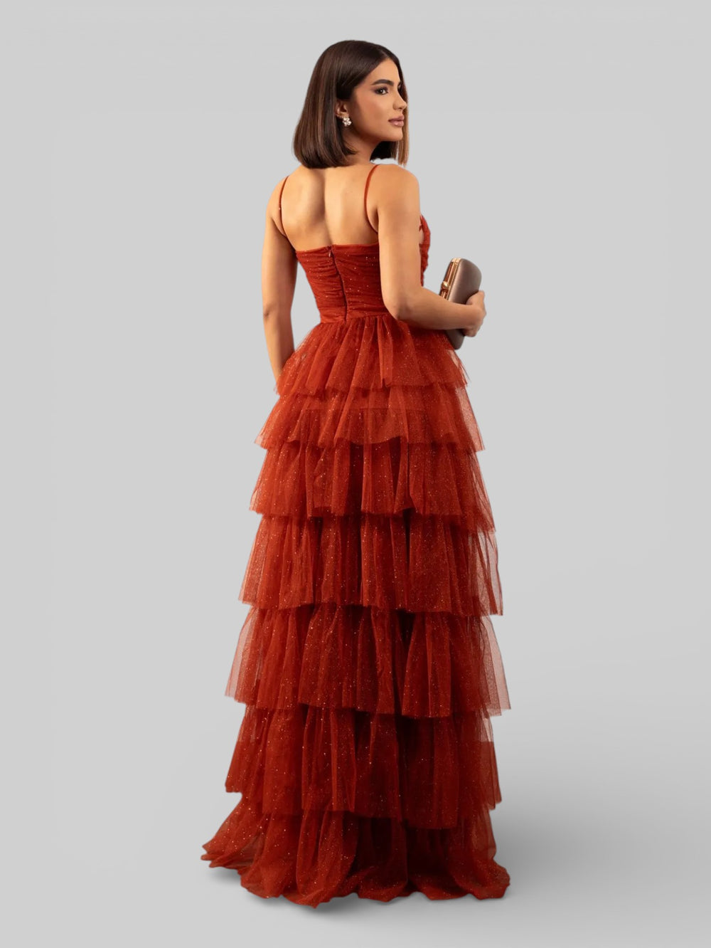 Vestido de Festa Longo com Brilho em Camadas Dublin - Aurea Dress
