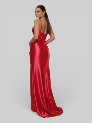 Vestido de Festa Acetinado Paetê Dress - Aurea Dress