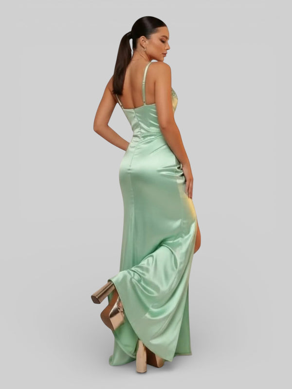 Vestido de Festa Acetinado Paetê Dress - Aurea Dress
