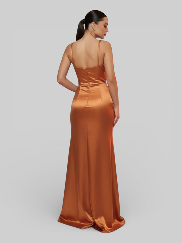 Vestido de Festa Acetinado Paetê Dress - Aurea Dress