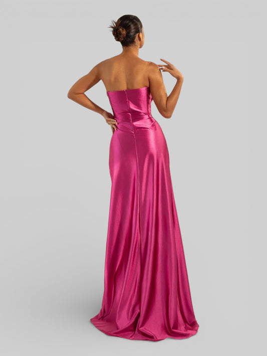 Vestido de Festa Acetinado sem Alças Aurea Dress - Aurea Dress