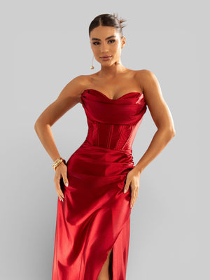 Vestido de Festa Acetinado sem Alças Aurea Dress - Aurea Dress