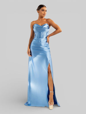 Vestido de Festa Acetinado sem Alças Aurea Dress - Aurea Dress