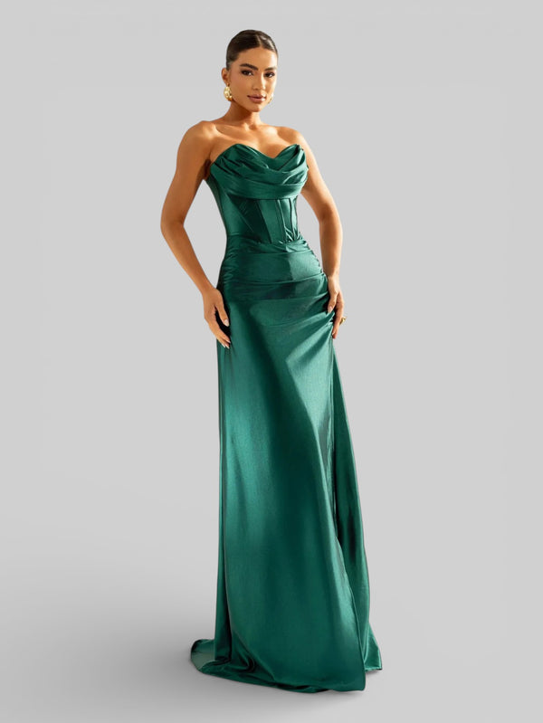 Vestido de Festa Acetinado sem Alças Aurea Dress - Aurea Dress