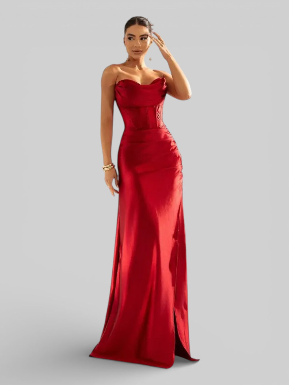 Vestido de Festa Acetinado sem Alças Aurea Dress - Aurea Dress