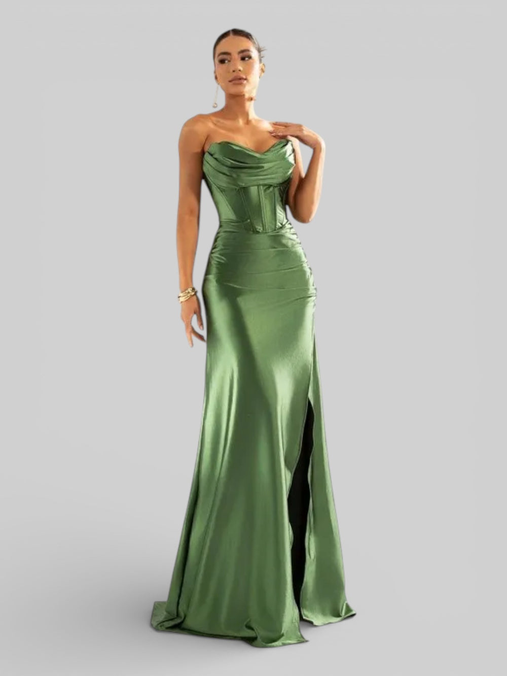 Vestido de Festa Acetinado sem Alças Aurea Dress - Aurea Dress