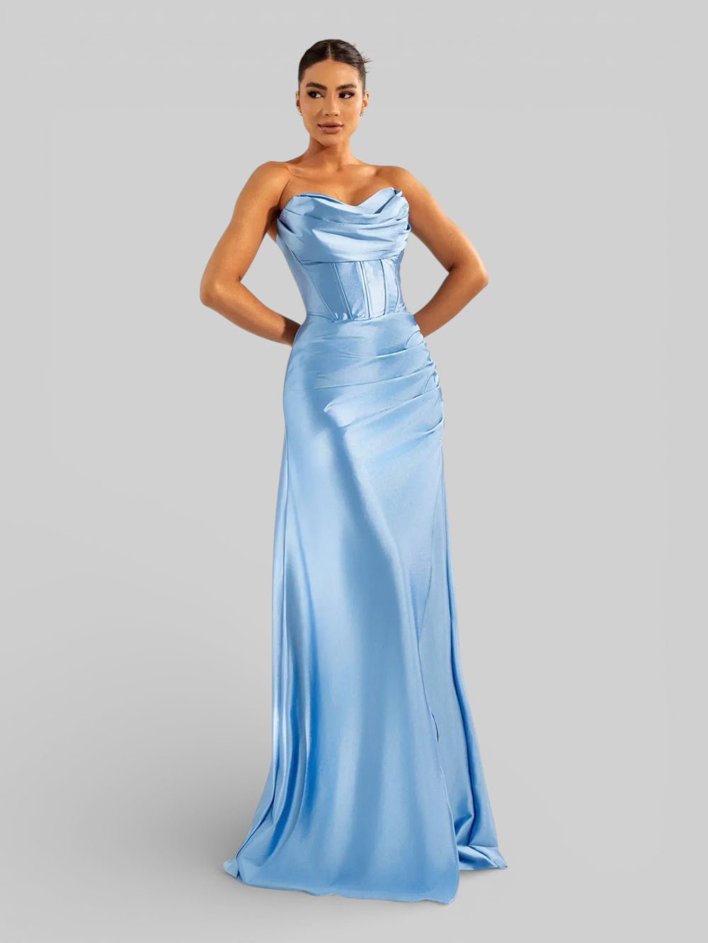 Vestido de Festa Acetinado sem Alças Aurea Dress - Aurea Dress