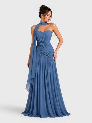 Vestido de Festa Longo Tomara que Caia Torcido Echarpe Legacy
