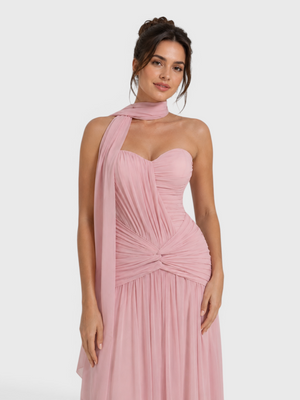Vestido de Festa Longo Tomara que Caia Torcido Echarpe Legacy