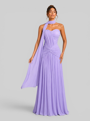 Vestido de Festa Longo Tomara que Caia Torcido Echarpe Legacy