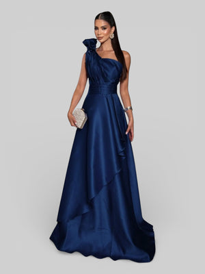 Vestido de Festa Longo Nula Manga com Flor Drape - Aurea Dress