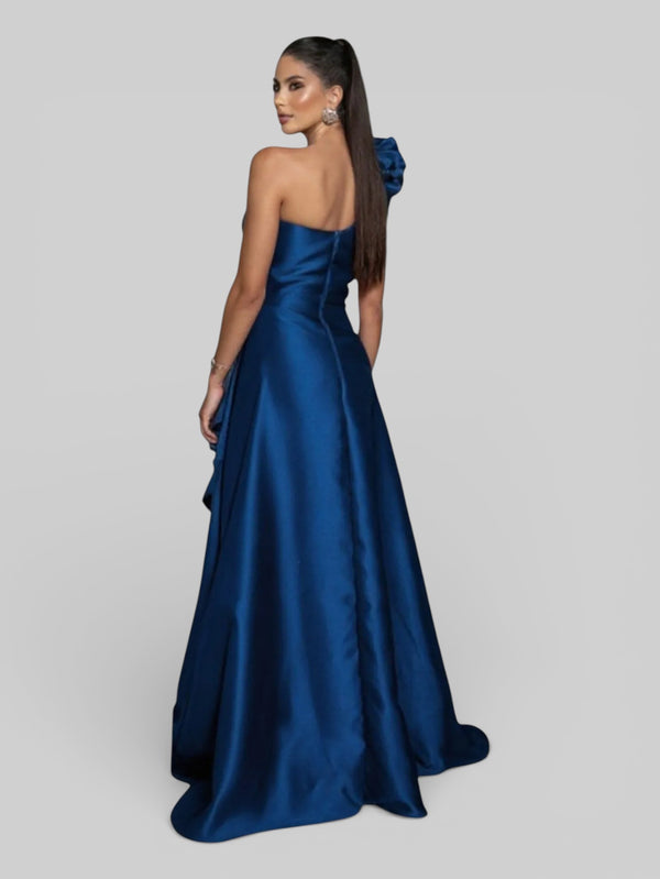 Vestido de Festa Longo Nula Manga com Flor Drape - Aurea Dress