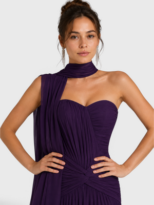 Vestido de Festa Longo Tomara que Caia Torcido Echarpe Legacy