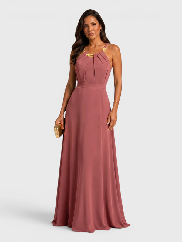 Vestido de Festa Longo Ornamento Aurea