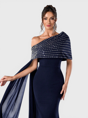 Vestido de Festa Longo 2 em 1 Capa Paetê Voluz