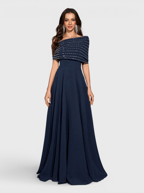 Vestido de Festa Longo Apliques Voluz