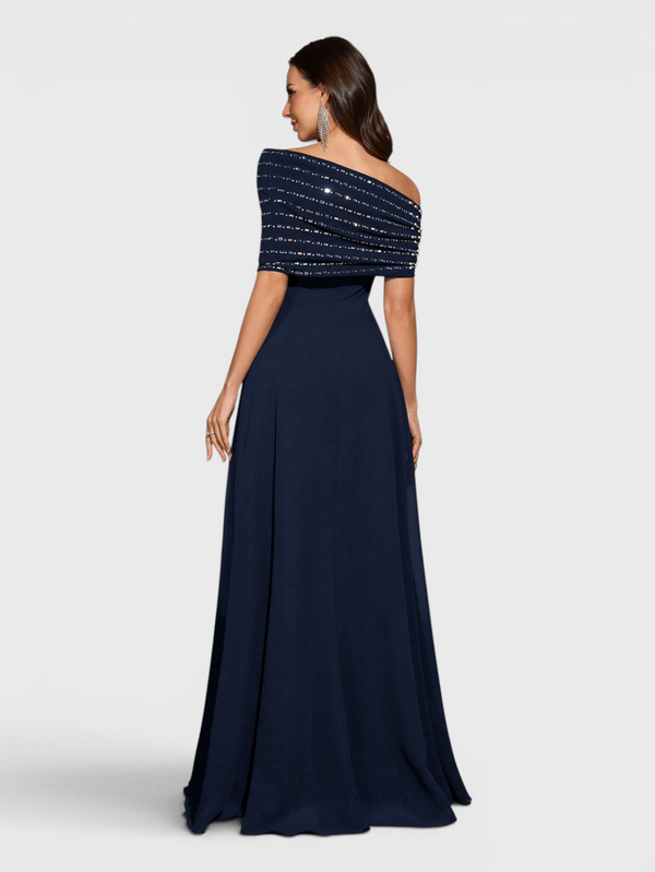 Vestido de Festa Longo Apliques Voluz