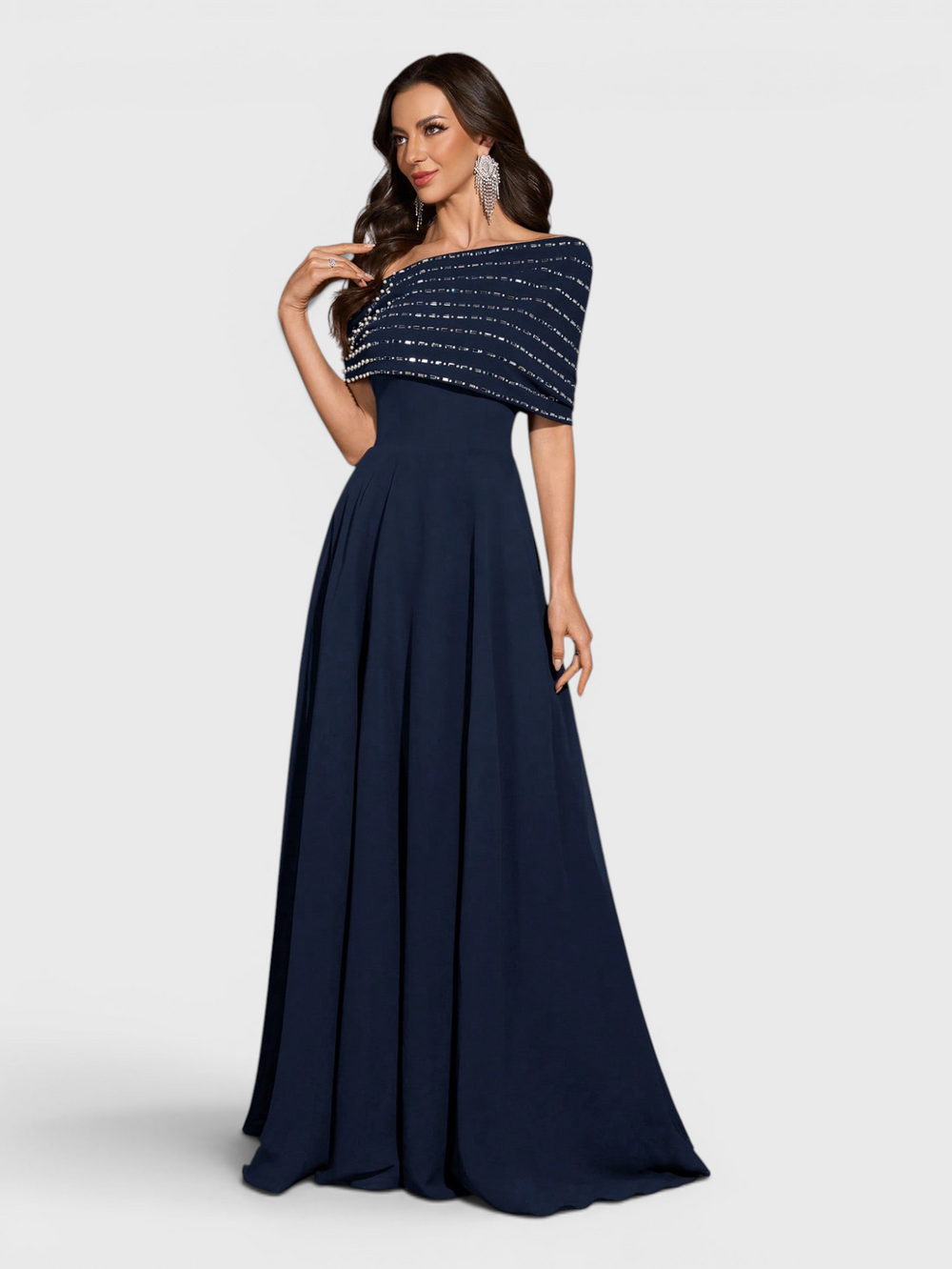 Vestido de Festa Longo Apliques Voluz