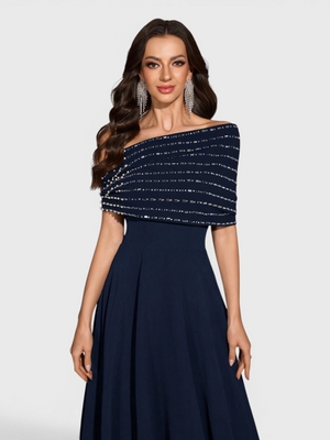 Vestido de Festa Longo Apliques Voluz