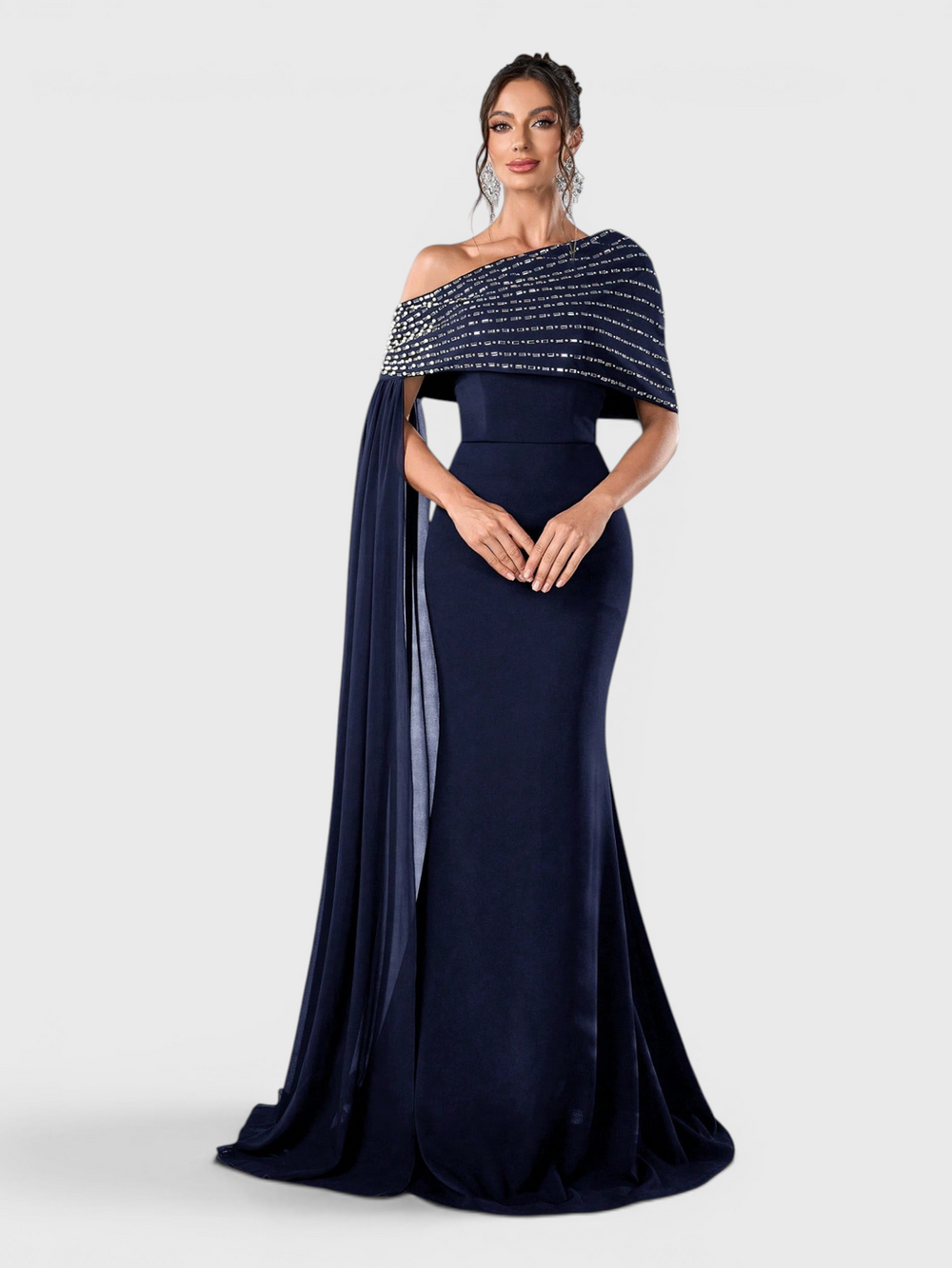 Vestido de Festa Longo 2 em 1 Capa Paetê Voluz