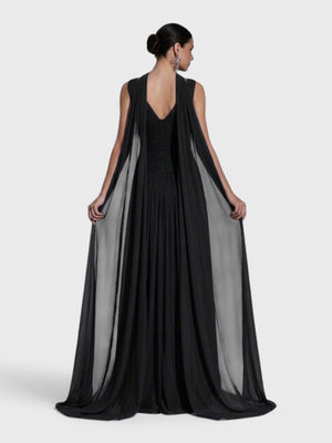 Vestido de Festa Longo Plissado Echarpe Legacy