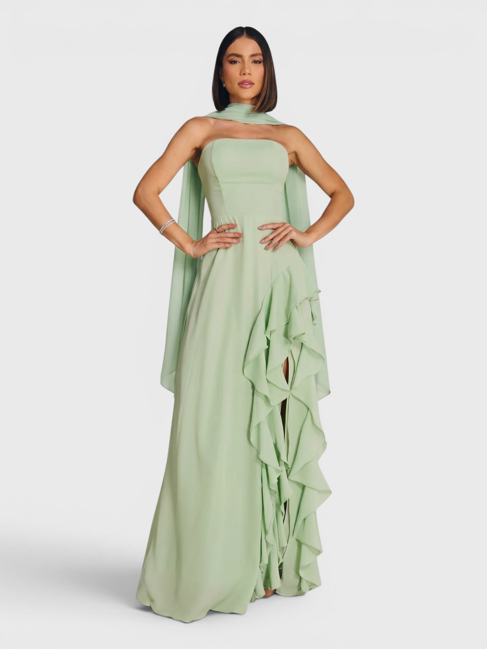 Vestido de Festa Longo Tomara que Caia Camadas Echarp Letz