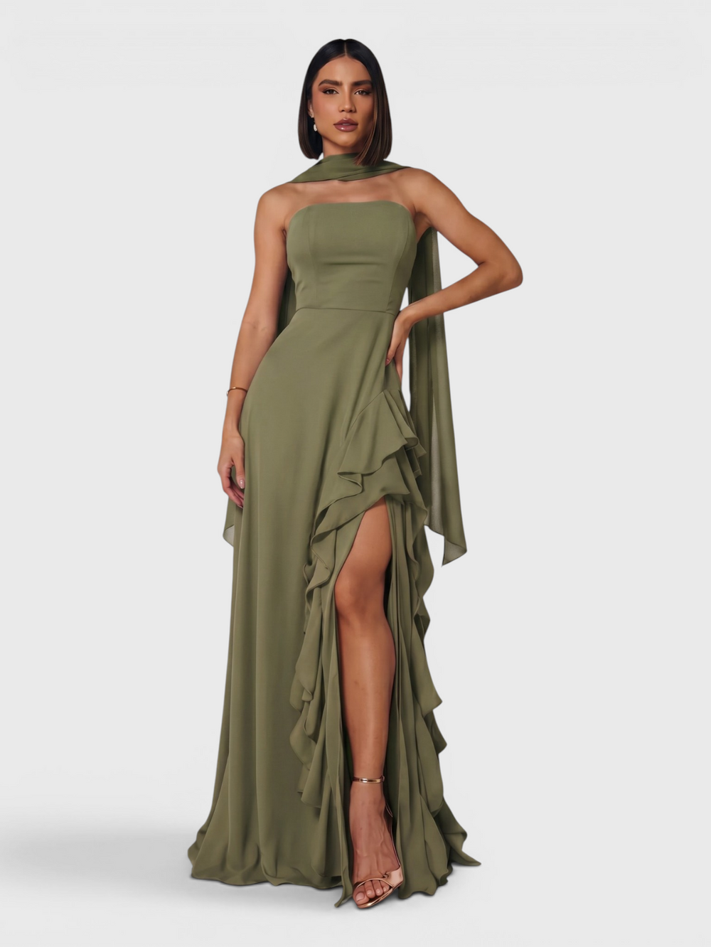 Vestido de Festa Longo Tomara que Caia Camadas Echarp Letz