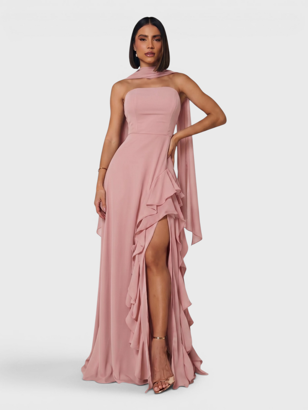 Vestido de Festa Longo Tomara que Caia Camadas Echarp Letz