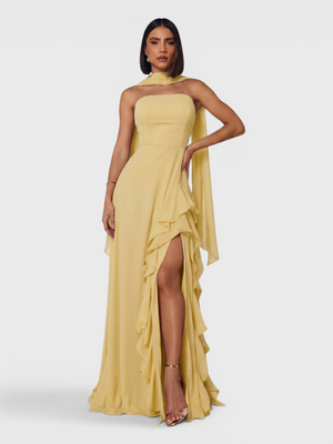 Vestido de Festa Longo Tomara que Caia Camadas Echarp Letz