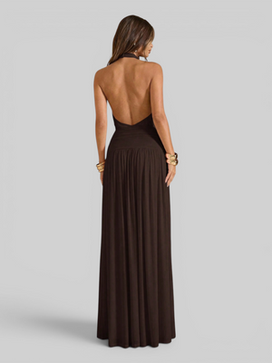 Vestido de Festa Longo Plissado com Fenda Juliette