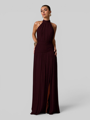 Vestido de Festa Longo Plissado com Fenda Juliette