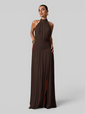 Vestido de Festa Longo Plissado com Fenda Juliette