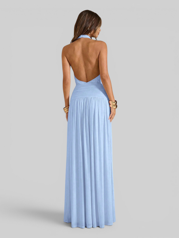 Vestido de Festa Longo Plissado com Fenda Juliette