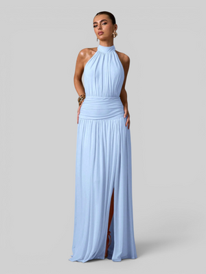 Vestido de Festa Longo Plissado com Fenda Juliette