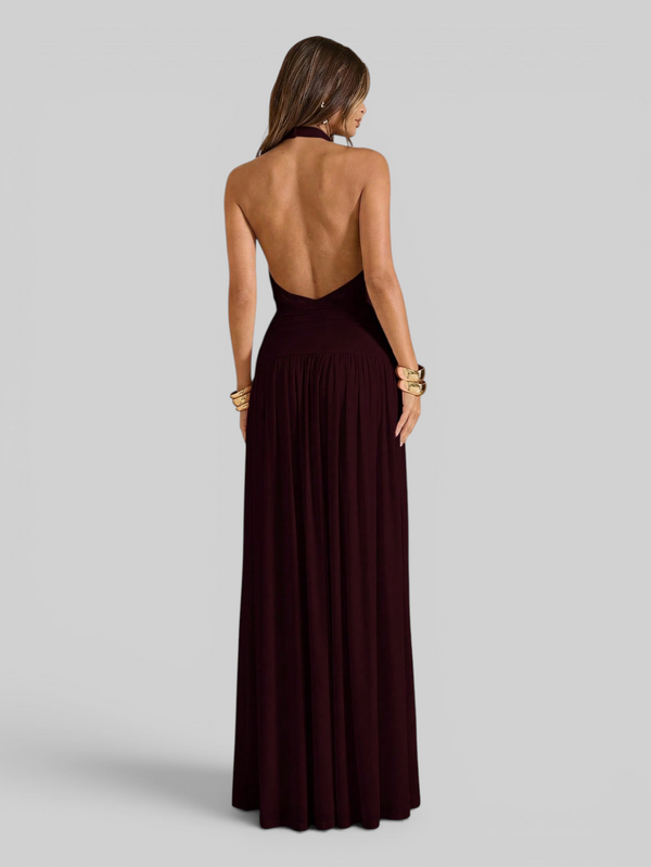 Vestido de Festa Longo Plissado com Fenda Juliette