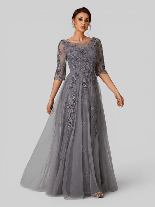 Vestido de Festa Mãe da Noiva Tule Bordado