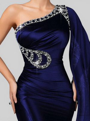 Vestido de Festa Super Luxo Nula Manga Pedradrias