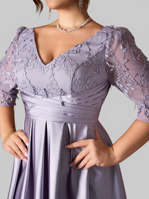 Vestido de Festa Bordado Manga Longa Ilhéus
