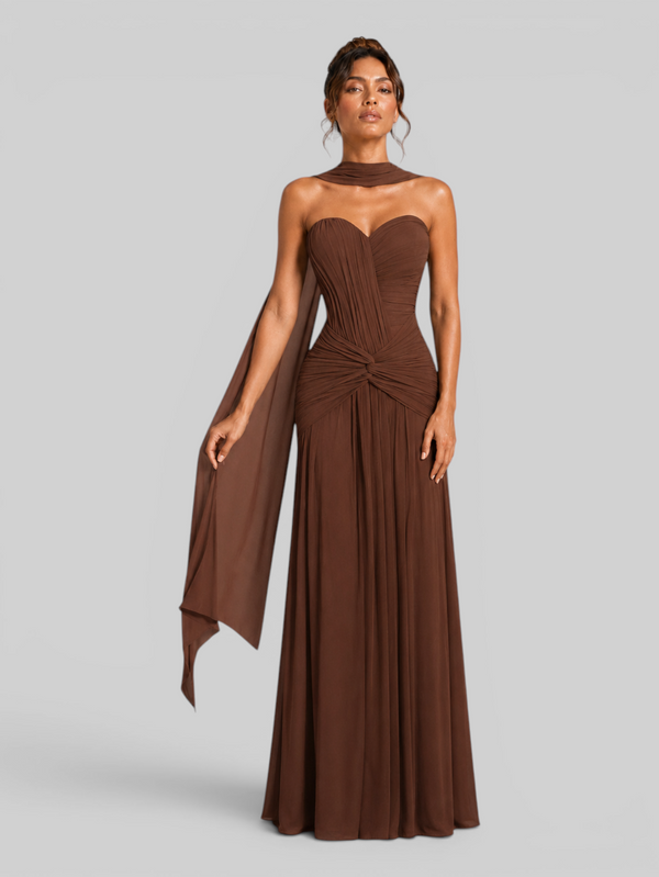 Vestido de Festa Longo Tomara que Caia Torcido Echarpe Legacy