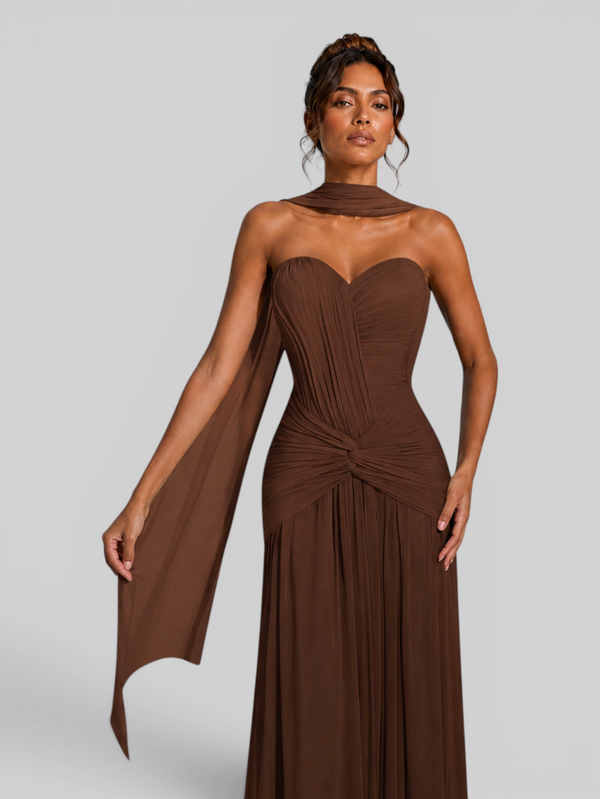 Vestido de Festa Longo Tomara que Caia Torcido Echarpe Legacy