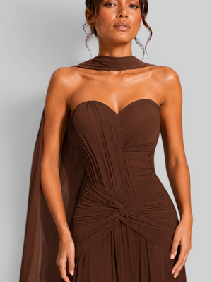 Vestido de Festa Longo Tomara que Caia Torcido Echarpe Legacy