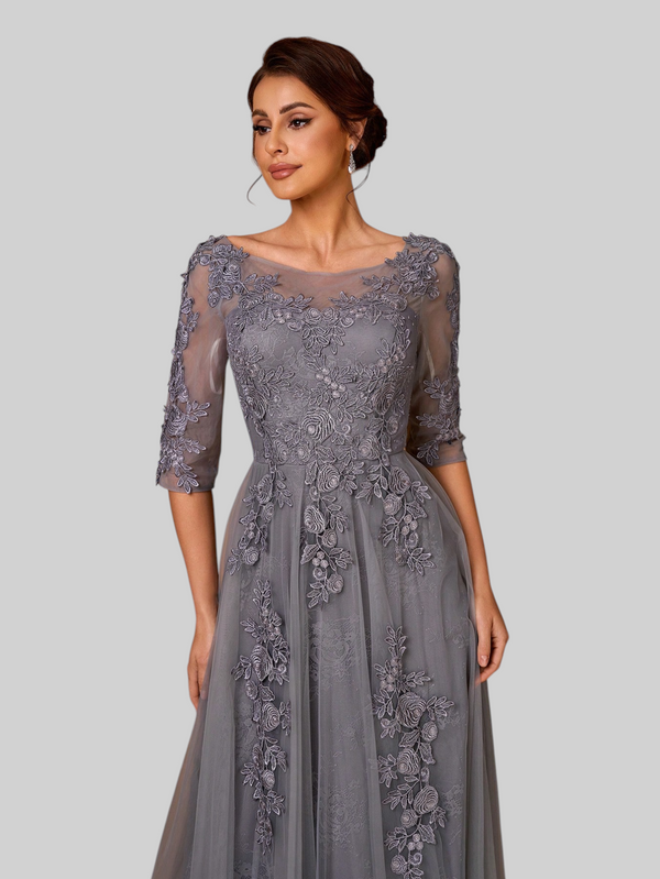 Vestido de Festa Mãe da Noiva Tule Bordado